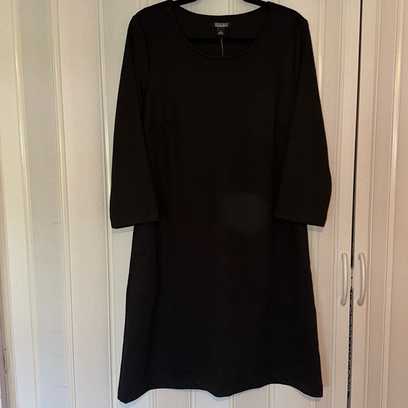 NWT NICOLE MILLER LITTLE BLACK DRESS 3/4 SLEEVE POCKETS SZ LARGE - Picture 1 of 6